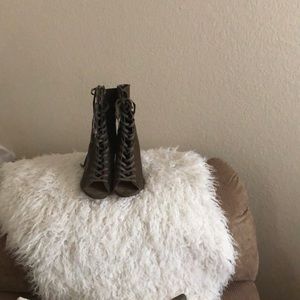 Lace open toe booties